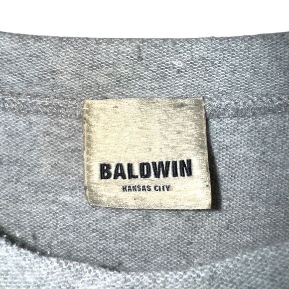 Baldwin Jeans Heather Gray Made in USA Cotton Crewneck Sweatshirt Sz S - Picture 9 of 14